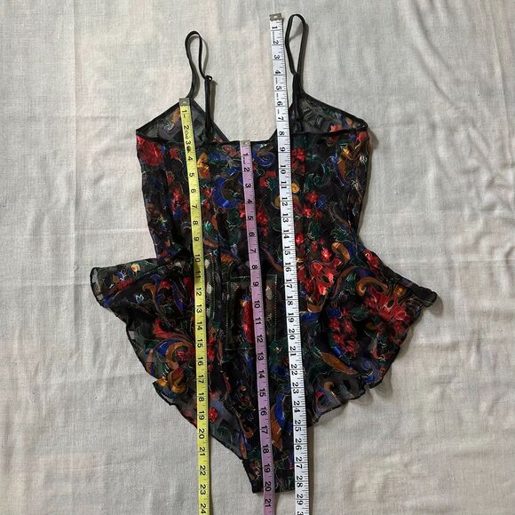 NEW Vtg VICTORIA'S SECRET Gold Label Dark Floral Sheer Teddy Nightie Bodysuit P - Picture 15 of 15